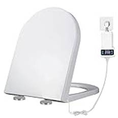 Intelligent digital smart toalettsits – uppvärmd mjuk stängning vit sits, justerbar temperatur 33–48 ℃ – snabbfrigöring, enkel rengöring – elektrisk