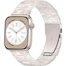 Lätt Resinrem Kompatibel med Apple Watch Armband 38mm 40mm 41mm 42mm 44mm 45mm 46mm 49mm, Kvinna Rostfritt Stål Spänne Rem för iWatch Ultra SE, Serier 10 9 8 7 6 5 4 3 2 1