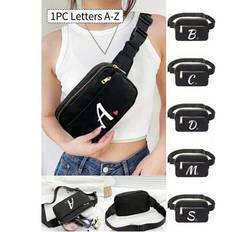 Keep You Stylish And Organized With This Solid Color Chest Bag, Sling Bag, Sports Gym Bag, Love Initials A - Z Pattern Design Wallet Women&#39;S Bag Shoul - Black - Multi-size