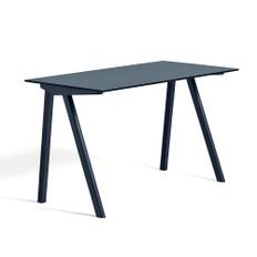 HAY - CPH90 2.0 Desk Deep Blue Lacquered Oak Frame L130 X W65 X H74 Smokey Blue Linoleum Top Deep Blue Lacquered Edge - Skrivbord - Ronan & Erwan Bouroullec - Blå - Trä