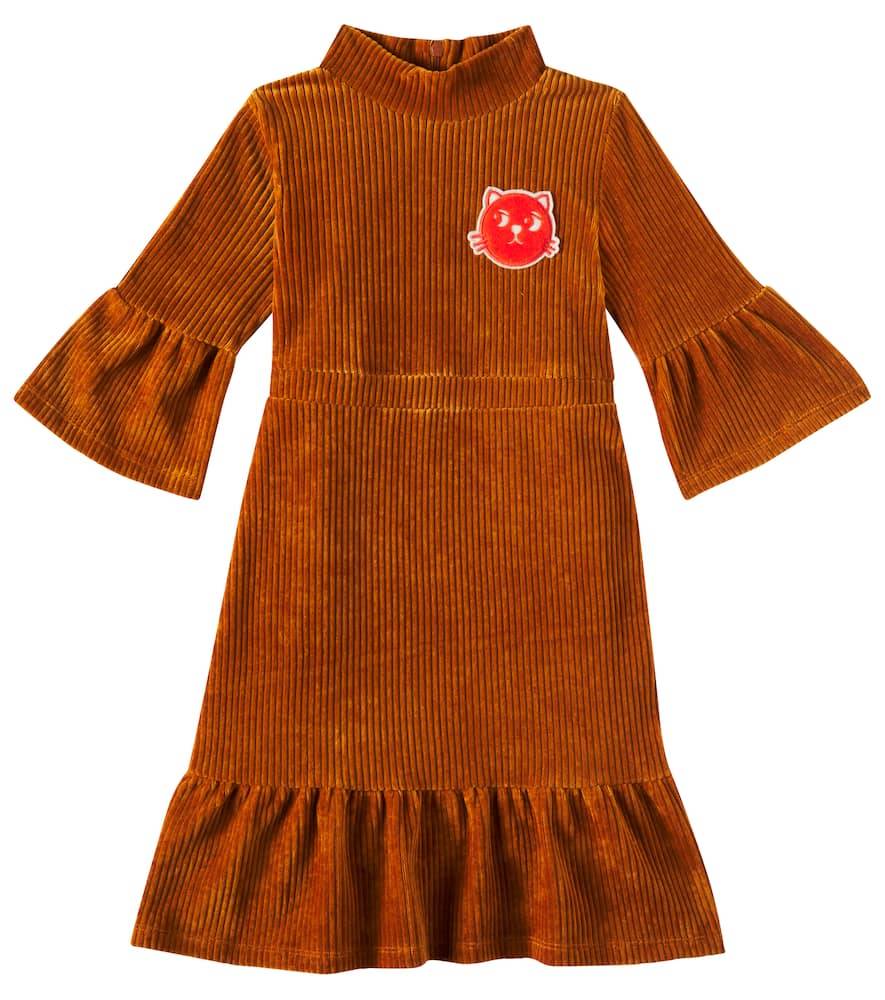 Mini Rodini Vestido Cats de pana en mezcla de algodón - marrón - Y 10/11