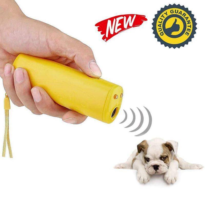 Pet Dog Anti Barking Stop Bark Device Trainer LED Ultrasonic Anti Barking Ultrasonic Utan batteri gul