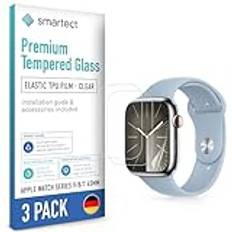 smartect Skärmskydd [3 Stycken, Clear] kompatibel med Apple Watch Series 9/8 / 7 45mm, Täcker hela displayen, HD Screen Protector Bubbelfri Installation, Anti-Fingeravtryck