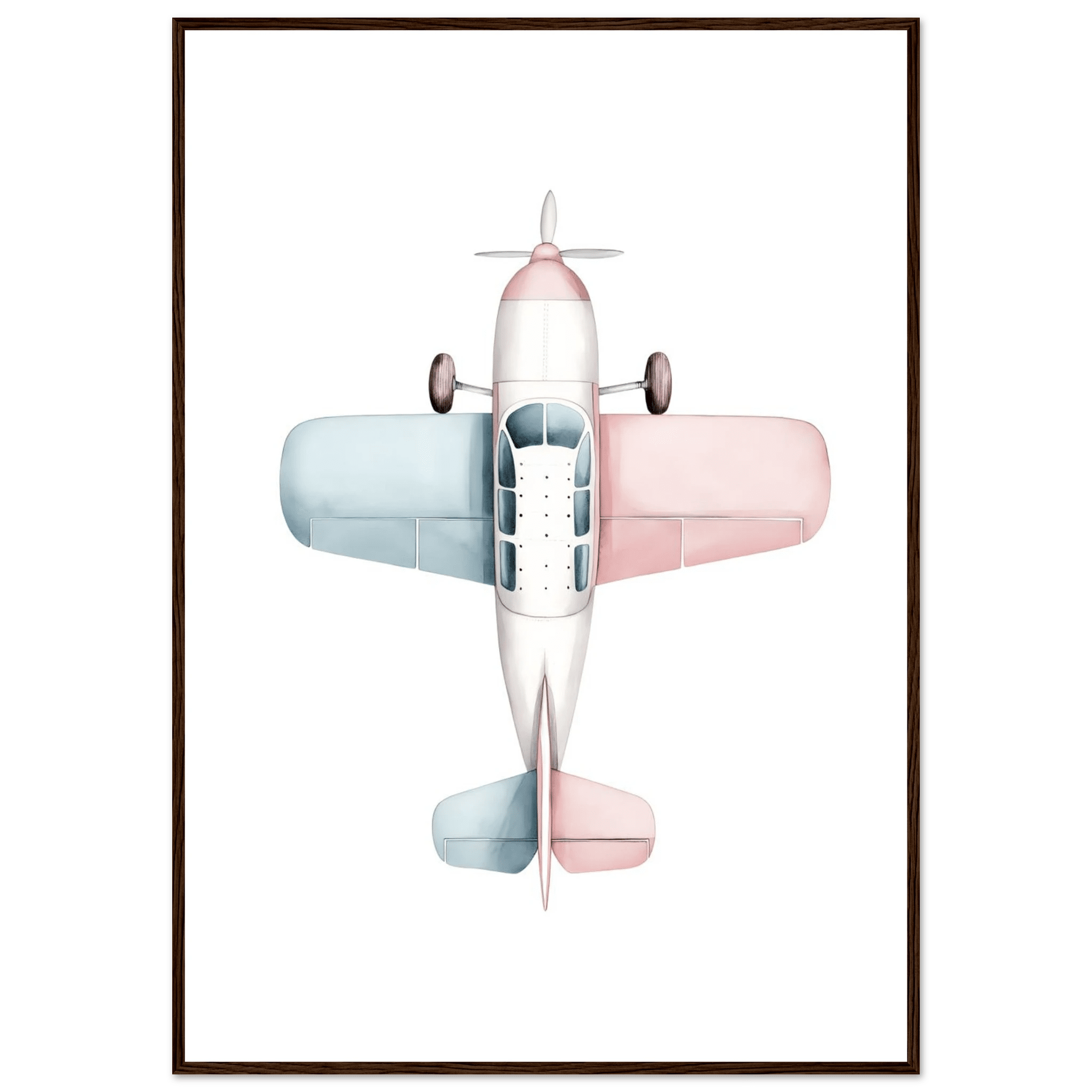 Flygplansposter-70x100 cm / 28x40″ / Med ram / Mörkt trä