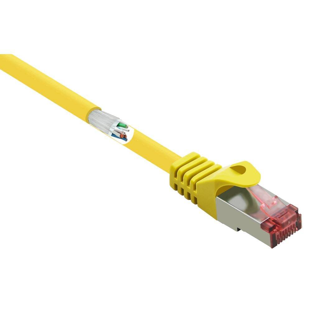 Renkforce RF-5052918 RJ45 Netværkskabel, patchkabel CAT 6 S/FTP 2.00 m Gul med låsebeskyttelse, forgyldte stik, Flammehæmmende 1 stk