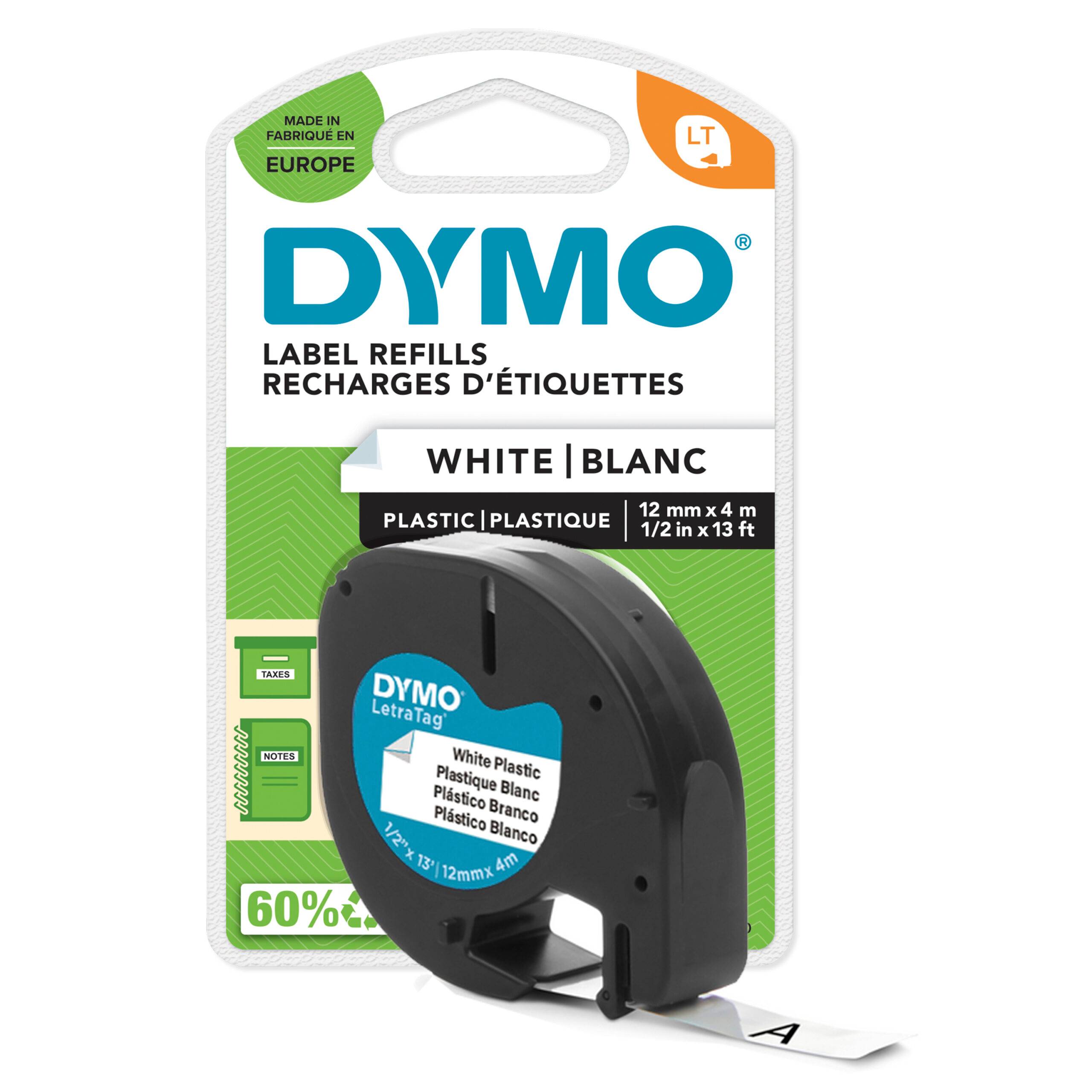 Dymo 12Mm Letratag Plastic Tape Etikett-Tejp