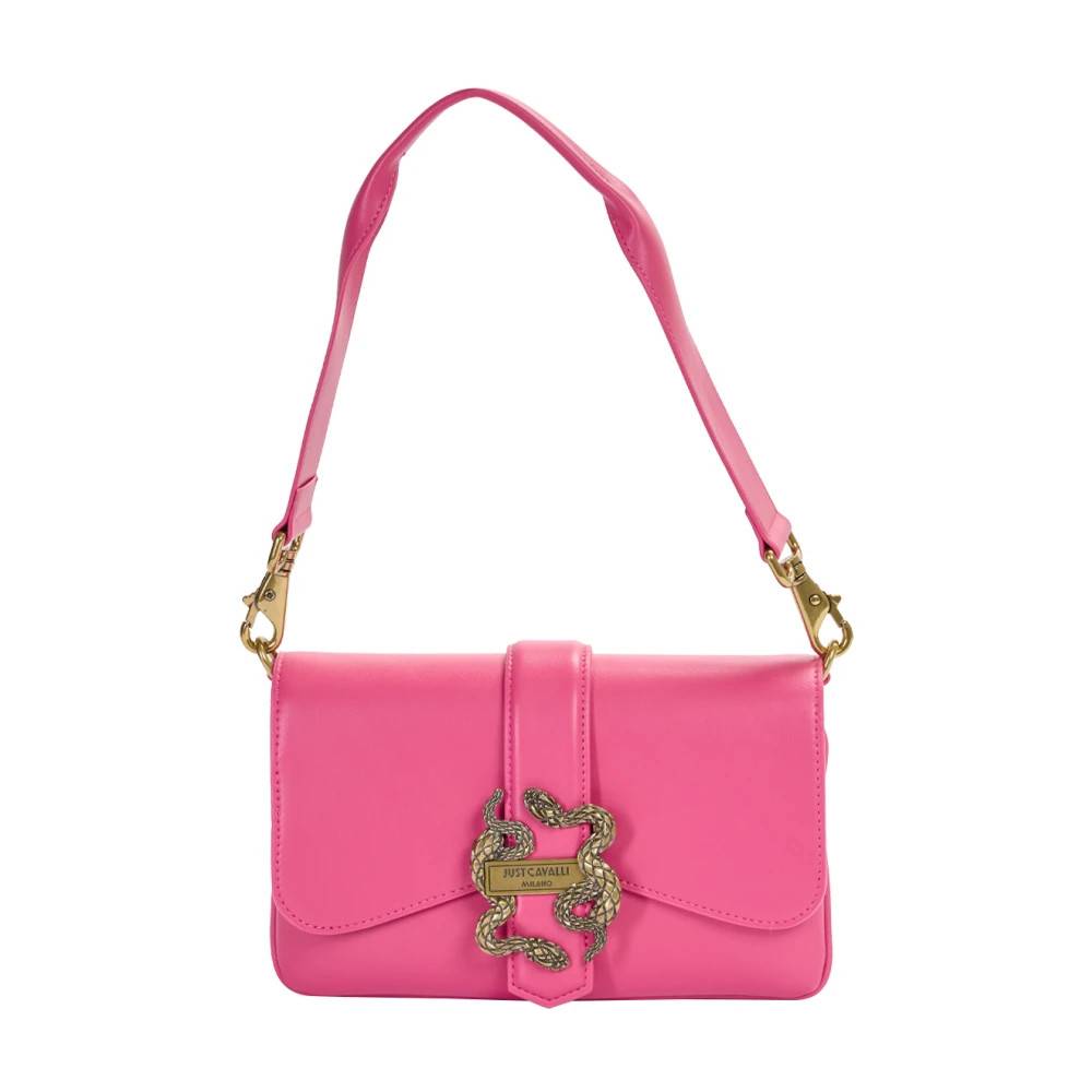 Just Cavalli Rosa Mirror Snake Skuldertaske - Tasker - Dame - Lyserød - ONE SIZE - Uld