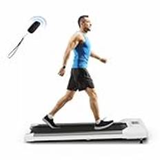 KOMFOTTEU Walking Pad, löpband med fjärrkontroll och LED-skärm, Treadmill joggingband, underbord, 2,25 PS/1–6 km/h, promenadenhet, löpmaskin för hemmet, kontor, kan belastas max 120 kg (grå)