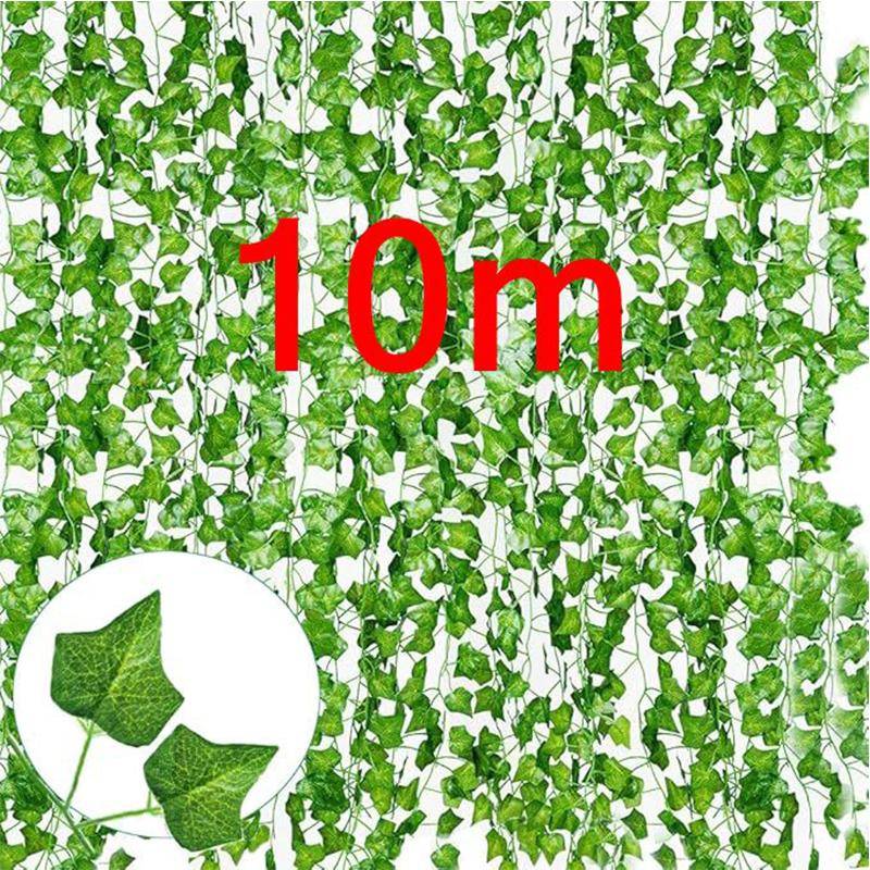 2/4//6/8/10M Silkesblad Falsk Klätterväxt Grönt Blad Murgröna Vinstock Snöre för Hem Bröllop Hängande Girlang Konstgjorda Växter Dekoration