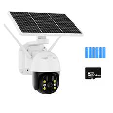 Solar Security Camera Outdoor 4G Security IP Camera Outdoor 5W Solar WiFi Wireless PTZ Camera Inbyggt batteri 1080p HD PIR Human Video Surveillanc (WiFi Lägg till 64G)