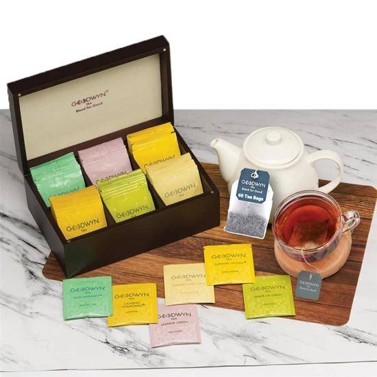 Goodwyn Tea Lockande Kista (60 tepåsar) | Blandad | Exklusiv Trä Te Låda Royal | Bästa Premium Te Korg Gåvbox Set Souvenir för Utlänningar