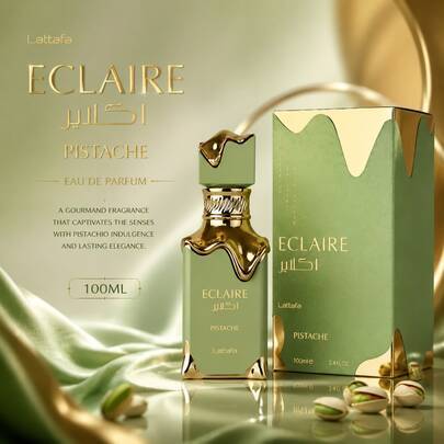 Lattafa Eclaire Pistache parfym 100 ml, söt och elegant doft för kvinnor, långvarig EDP