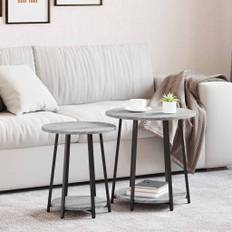 vidaXL Sidebordssæt med hylde 2 pcs Grå sonoma og Sort 50 x 50 x 51 cm
