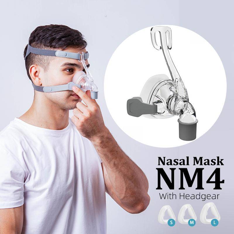 BMC NM4 Näsmask CPAP Mask Sömnmask med huvudbonad S/M/L Tre storlekar Lämplig för CPAP Machine Connect slang och näsa 3 size in 1