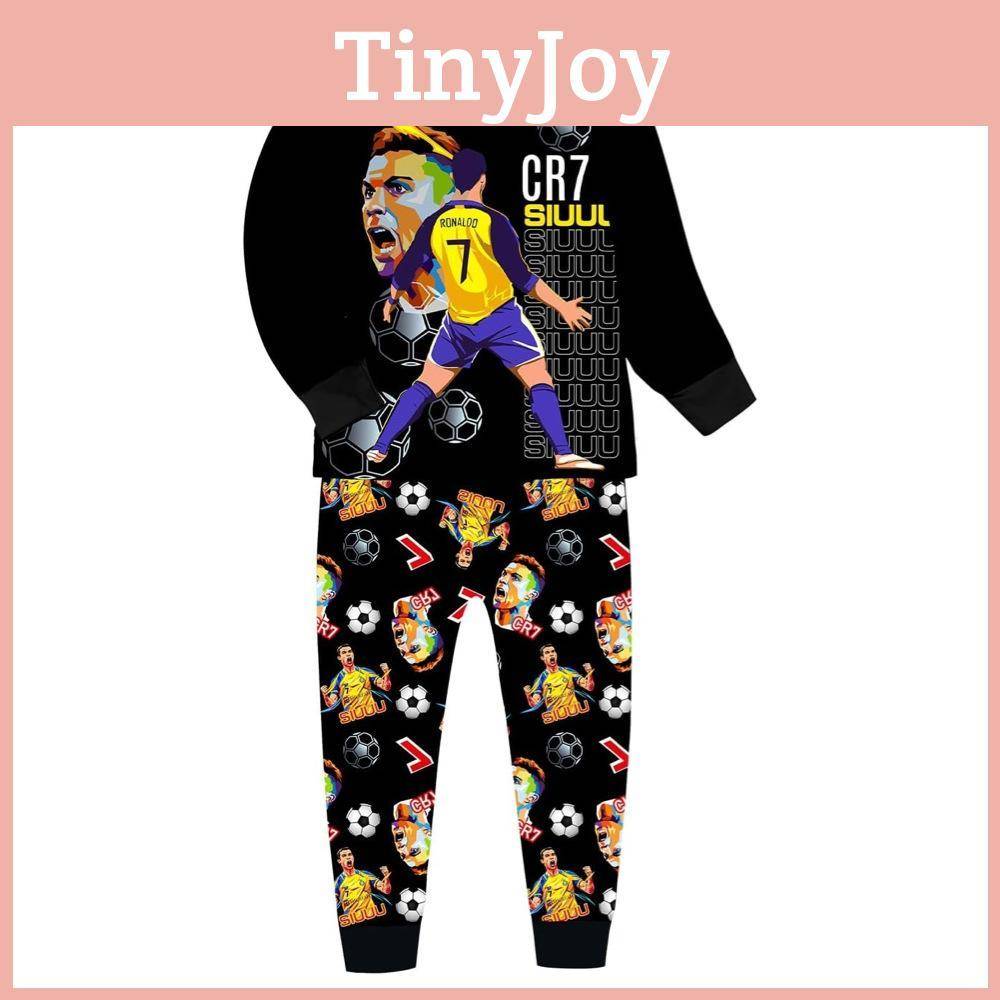 Cr7 Mönster Barnpyjamas med Bekvämt Tyg och Roligt Tecknat Tryck 110cm gray
