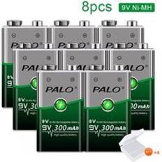Palo 9v 6 f 22 ni-mh 9v laddningsbart batteri+smart batteriladdare för 1.2v aa aaa nimh nicd batteri för 9v laddningsbara batterier - 8 st