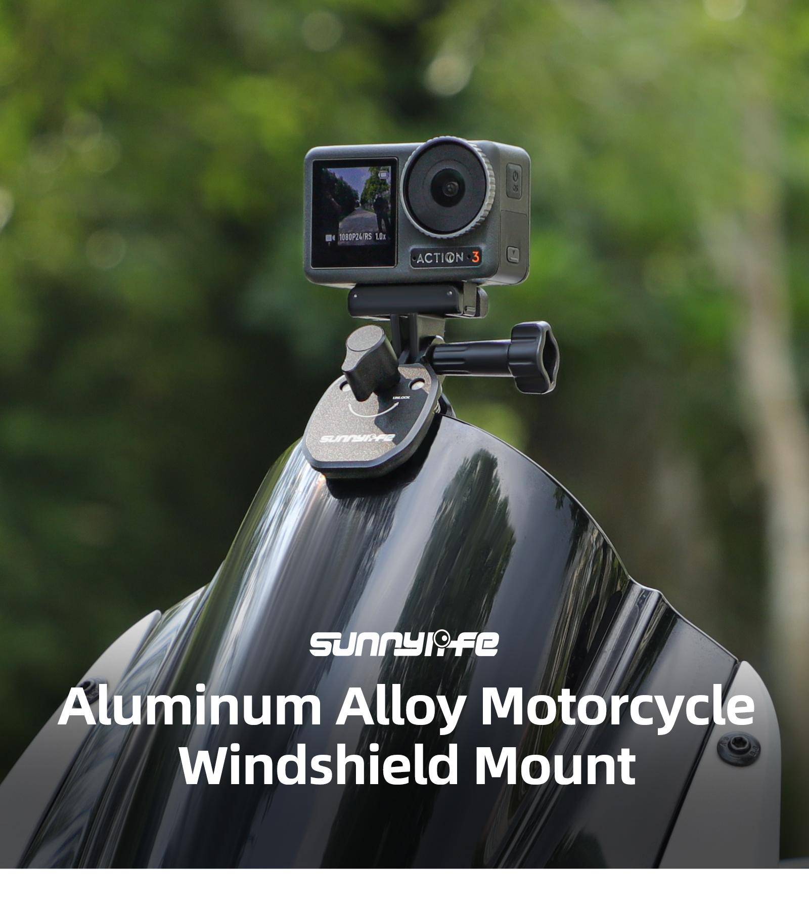 Motorcykelvindruteklämma för DJI Osmo Nano/360/Action 6 5 Pro/GoPro 13/Pocket 3 Aluminiumlegeringsfäste för Insta360 Go Ultra X5 black