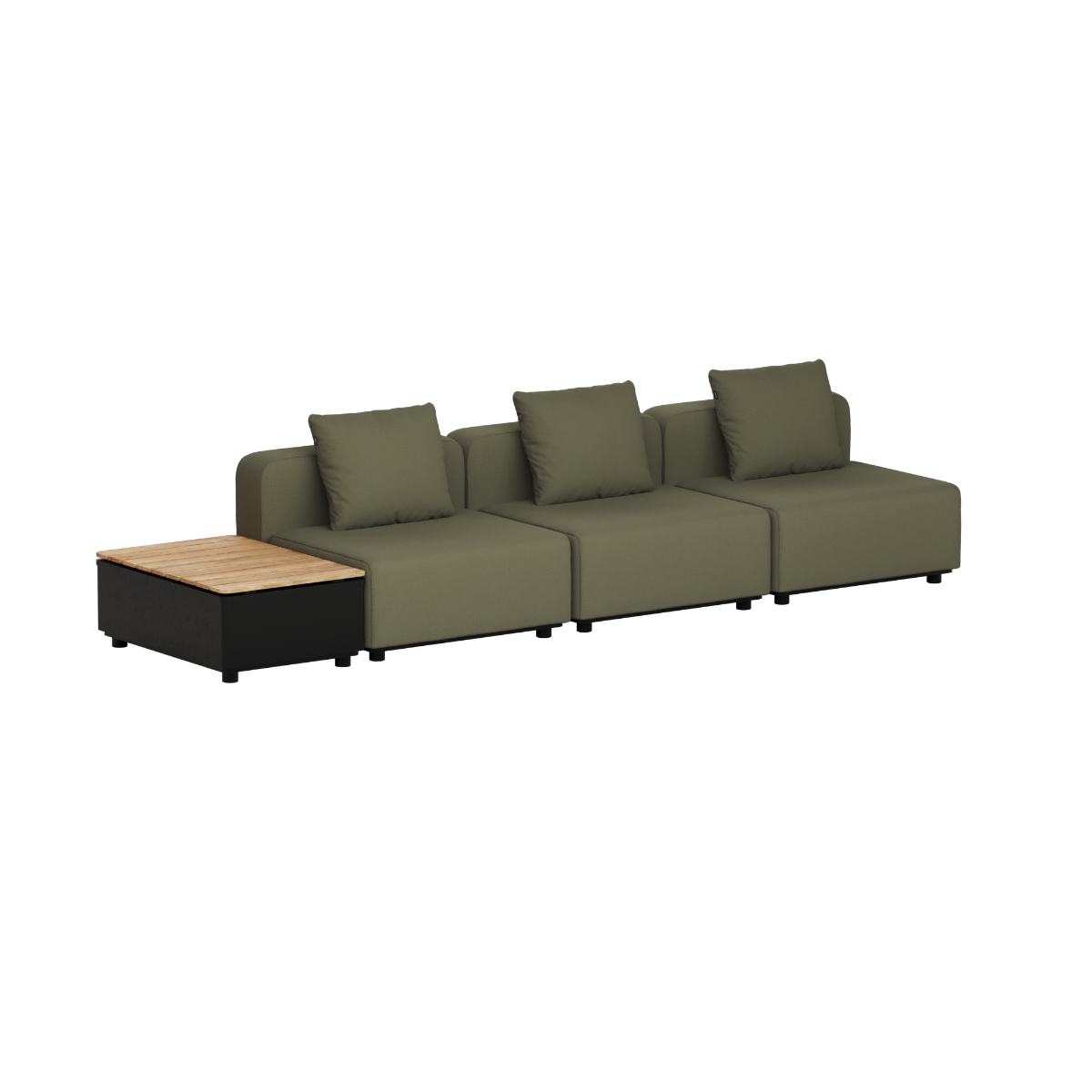 SACKit Cobana Lounge Sofa - 3 seater w/ Patio Storage Table - Kirra Olive