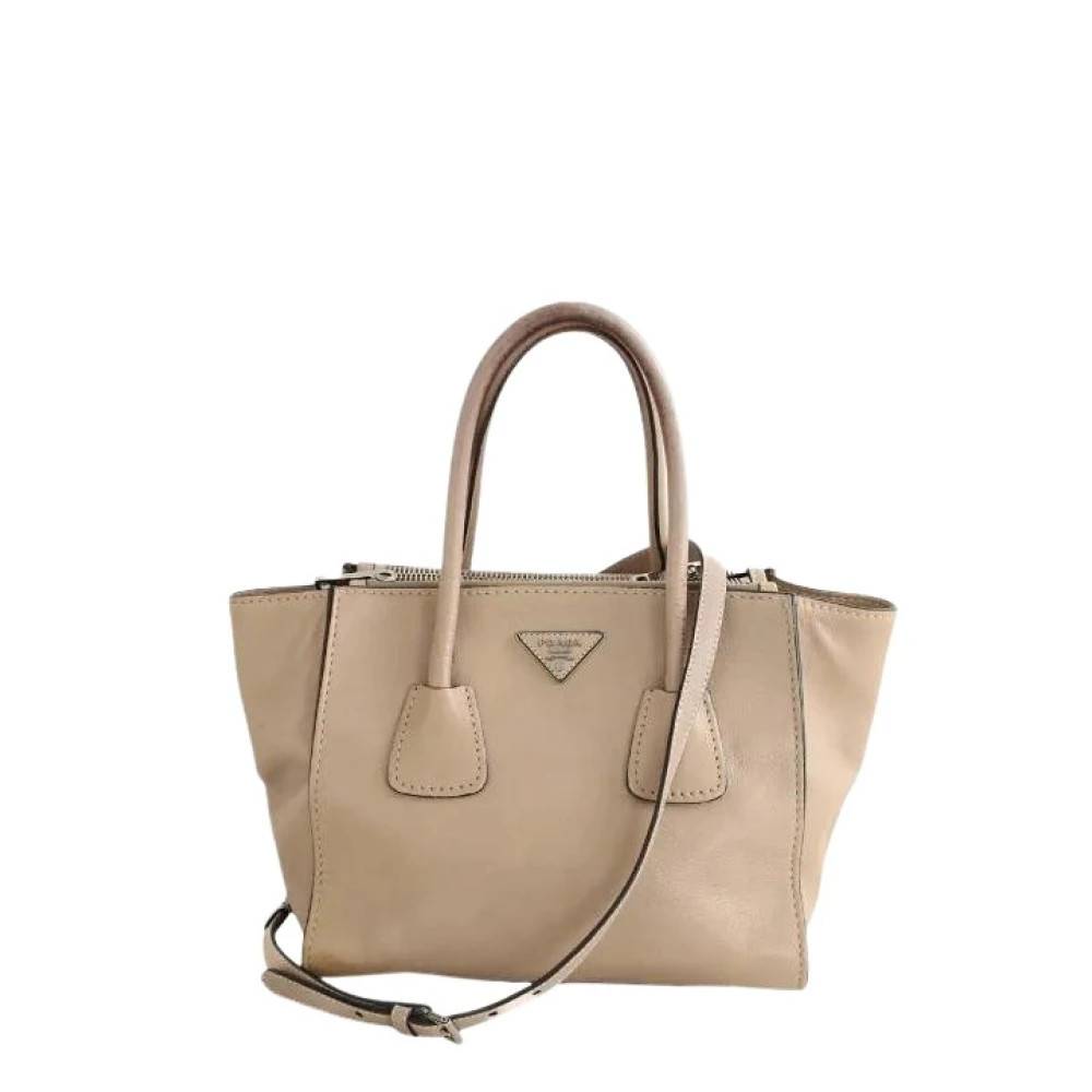 Prada Vintage Pre-owned City twin pocket Cabas - Vintage - Dame - Beige - ONE SIZE - Læder