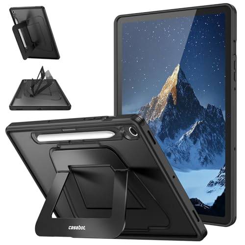 Fintie Stötsäkert fodral för Samsung Galaxy Tab S10 Lite/S10 FE/S9 FE 5G 10,9 tum/Tab S9 11 tum med S-pennhållare, smalt frostat hårt skydd med flervinkelstativ, svart