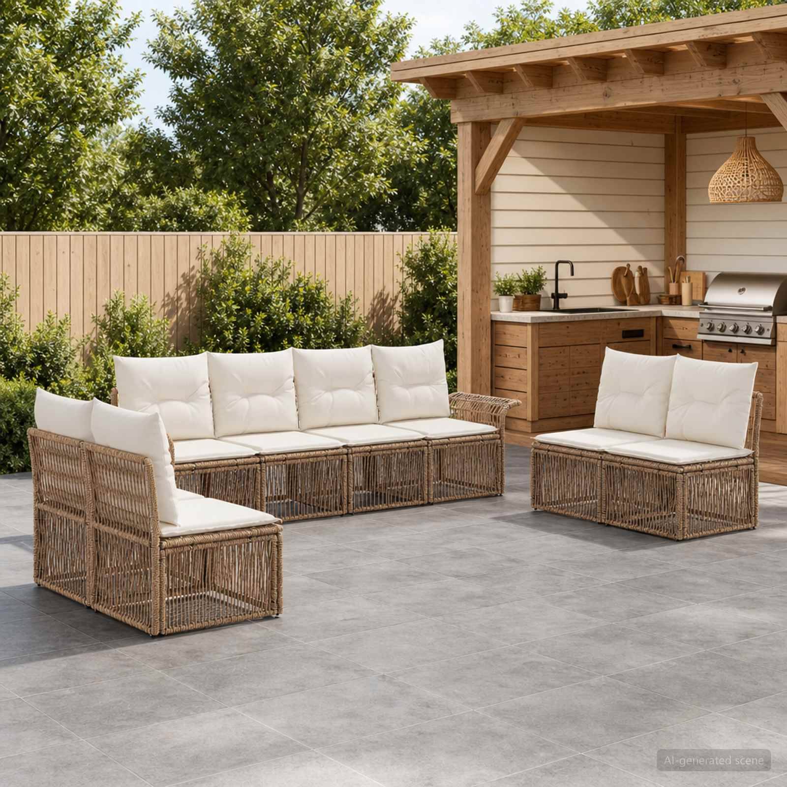 vidaXL Havesofa Sæt 8 stk. Beige polyrattan