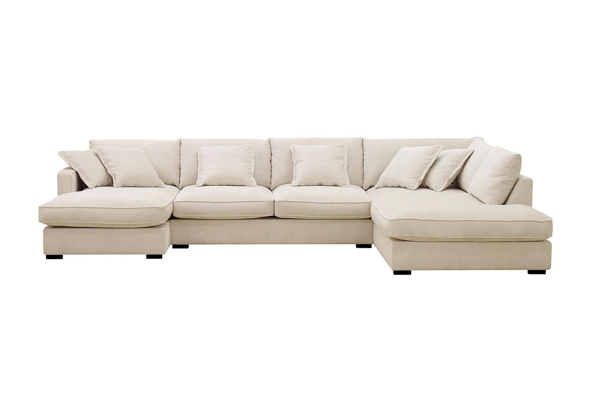 Scandinavian Choice Rossita Lyx 5-sits Vänstervänd U-formad Extra djup Soffa med Divan och Schäslong i Chenille - Beige U-soffa
