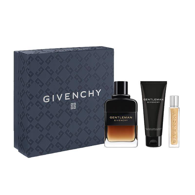 Givenchy Gentleman Réserve Privée Herrparfym Gåvoset, 100 ml EDP + 75 ml Hår- och Kroppsduschgel + 12,5 ml Resespray, Träaktig Doft Lyxig Gåvförpackni