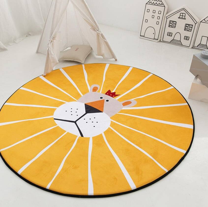 Barn lek mattor rund matta mattor matta bomull krypfilt golvmatta för barnrum dekoration ins baby - 2 / Diameter 120cm