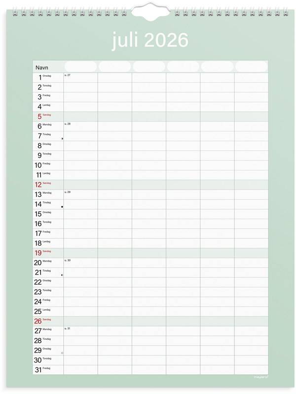 Mayland Studie Familiekalender Simply 2026/2027