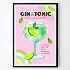 Kök Poster: Gin och Tonic cocktail på Pink av Dominique Vari