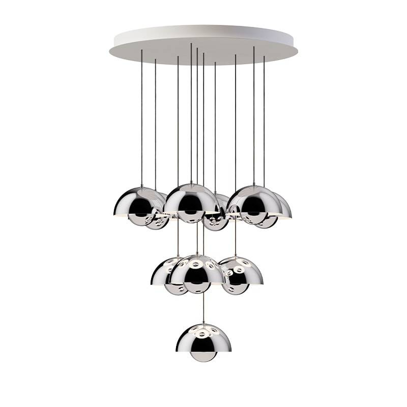 &Tradition Flowerpot VP1 10 pendlar, taklampa plated chrome