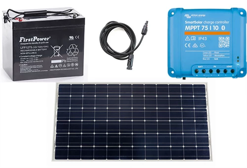 Solcellspaket 130W med Victron MPPT och AGM-batteri 75Ah