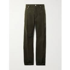 Rick Owens - Geth Straight-Leg Brushed Cotton-Twill Trousers - Men - Green - UK/US 30