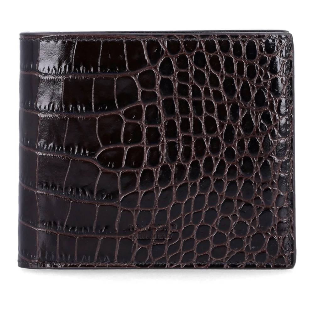 Tom Ford Krokodillepræget Læder Bifold Pung - Accessories - Herre - Brun - ONE SIZE - Læder
