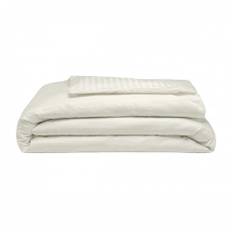 Belledorm 540 Thread Count Satin Stripe Duvet Cover Set - Kingsize / White