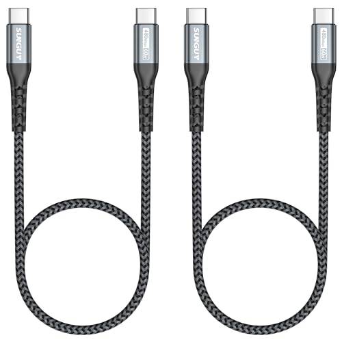SUNGUY USB C auf USB C Kabel Kurz 2 X 0.5M 60W Schnellladekabel Type C zu Type C Ladekabel kompatibel mit iPhone 17/16/15 Pro Max,MacBook Pro, iPad Pro 2020, MacBook Air, Galaxy S24, Huawei P30