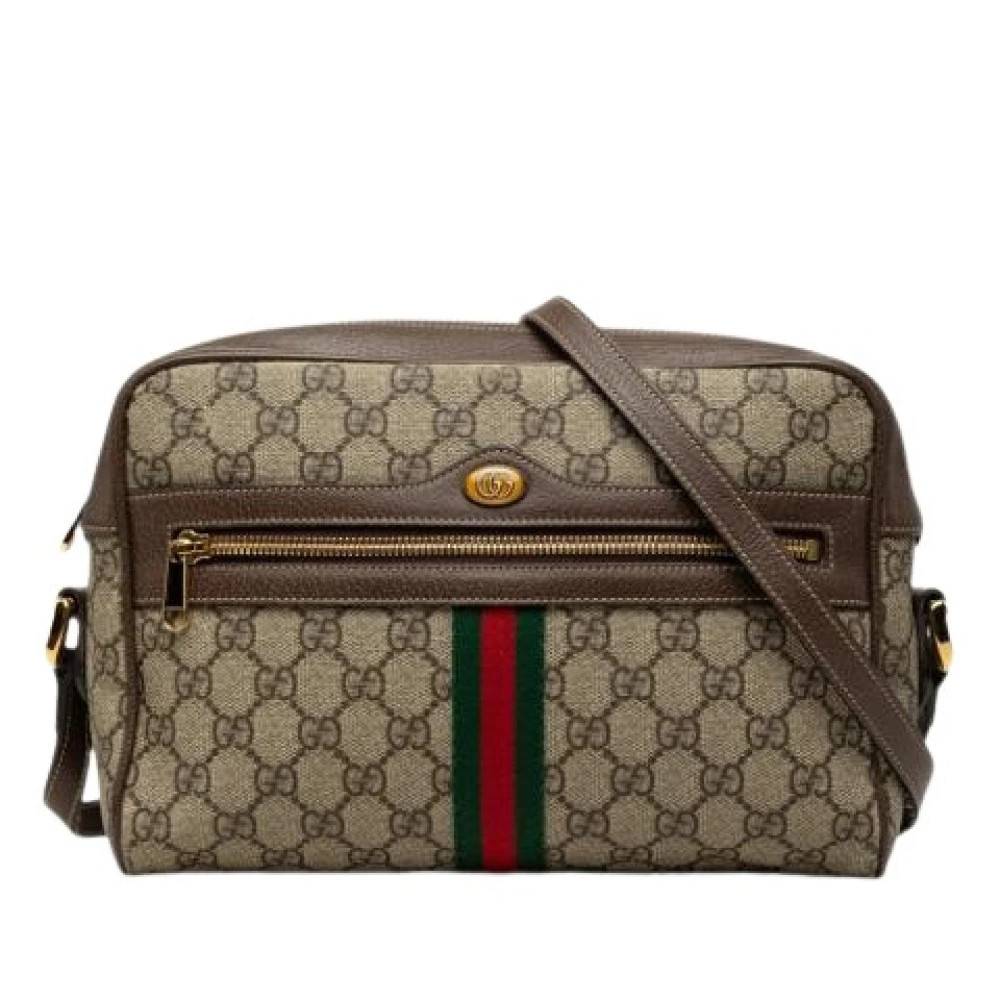 Gucci Vintage Pre-owned Canvas Crossbody Bag - Vintage - Dame - Brun - ONE SIZE - Læder