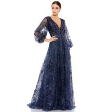 Mac Duggal 20283 - Long Sleeves Plunging V-neck Long Gown