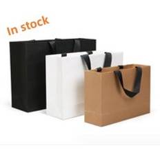 White and brown kraft paper twisted tote shopping bag with printed logo customizable sizes
