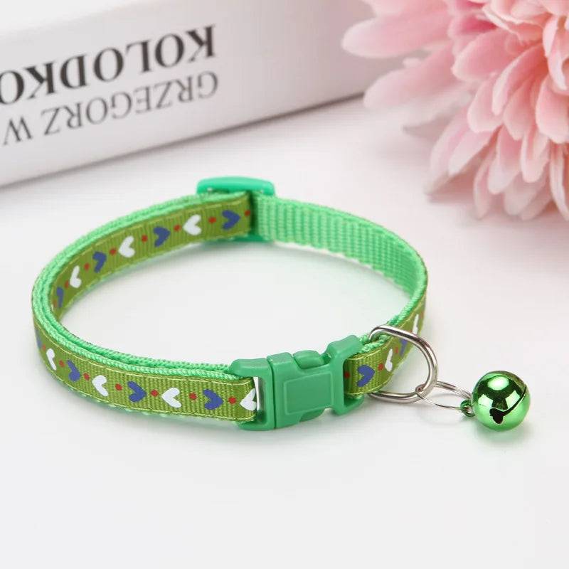 Adjustable Cat Collar with Bell - green / 5 Pcs (5 Pcs)