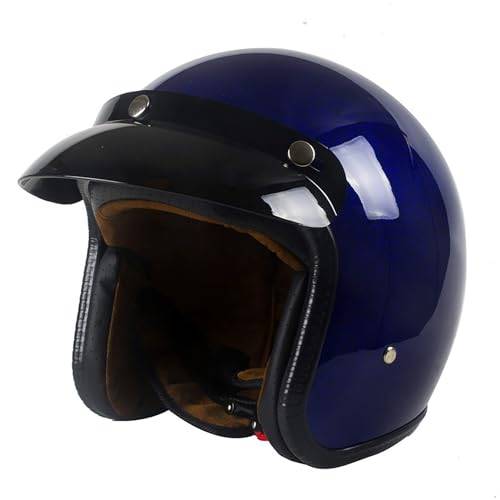 Motorcykelhjälm Jet-hjälm Retro Open Face-hjälm DOT ECE-certifierad män kvinnor 3/4 Jet-hjälm Vintage skoterhjälm Pilothjälm skoterhjälm(Blue,L=(59~60cm))