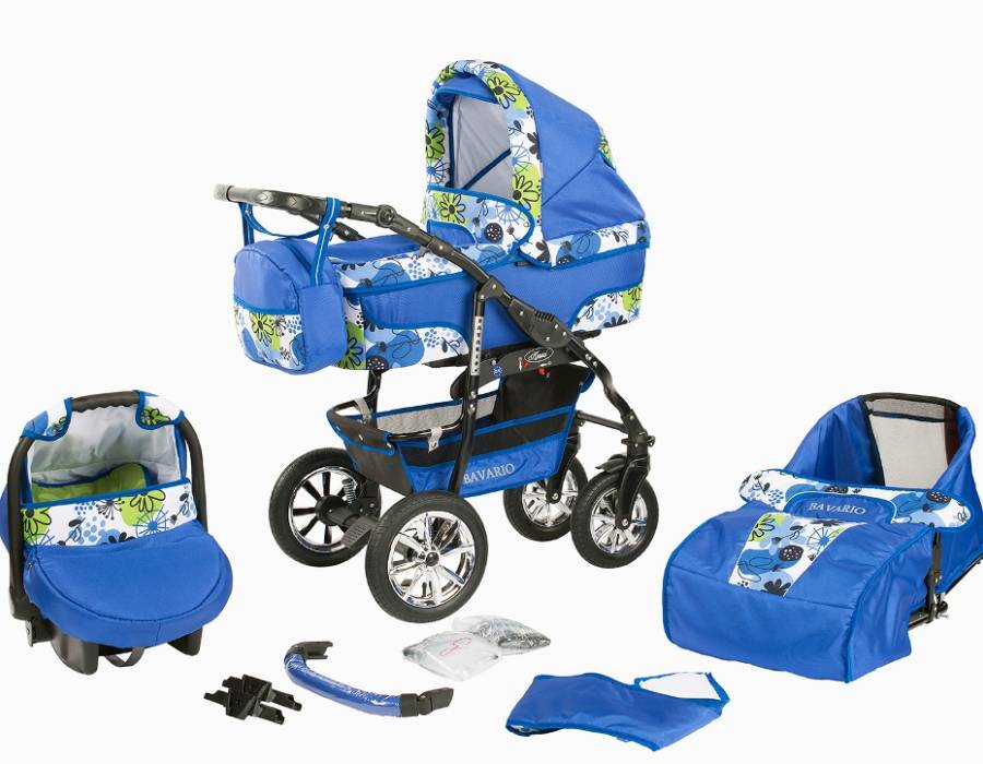 Bavario 3 in 1 Mörkblå med Gula & Blåa Blommor