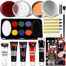 Halloween sminkset vuxna barn – konstblod, halloween make-up, barnsmink, teatermakeup, halloween, latexsår, vampyr, zombie karnevalsmink med ansiktsmålning och ärrvax