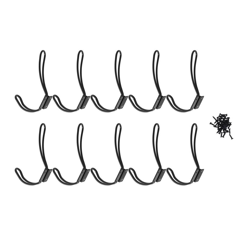 10PCS Rustic Metal Coat Hooks Wall Mounted Hooks Double Vintage Hooks for Hanging Decorative Farmhouse Entryway Hooks