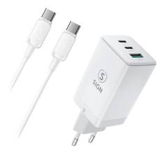 SiGN OnePlus 65W GaN Hurtigoplader 2xUSB-C & 1xUSB med USB-C-kabel, 2m