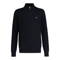 Cotton Cable Half Zip, EVENING BLUE, 158-164
