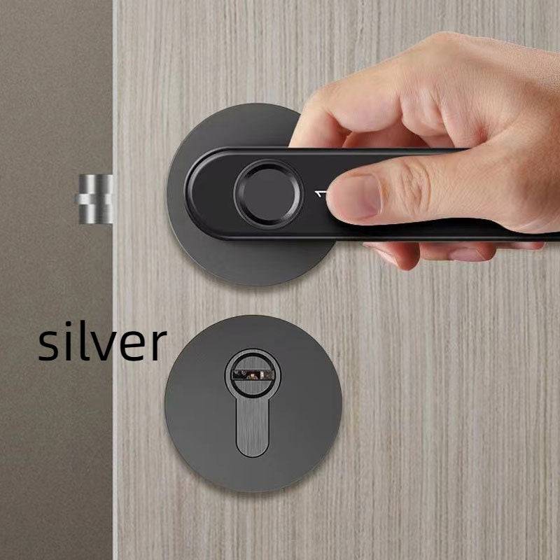 Indoor Wooden Door Split Size Gourd Handle Fingerprint Combination Lock - Standard Edition Silver / USB.