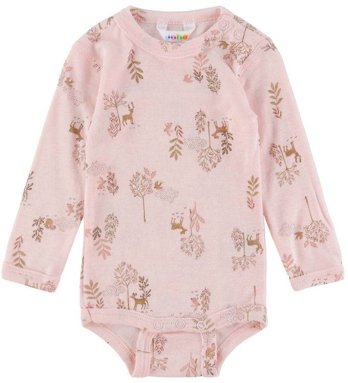 Joha Body l/ä - Ull/Silke - Rosa m. Natur - Joha - 60 - Body L/Ä