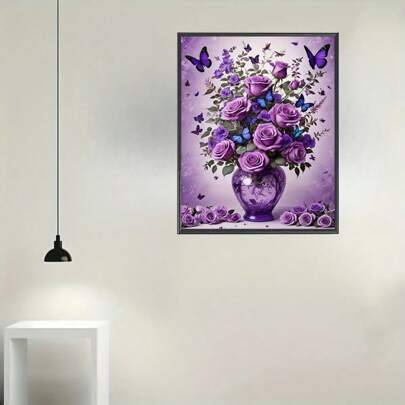 5D diamantmålningssats, rund diamant blom- och fjärilskonst, hantverksset för canvas mosaik, ramlöst, 11,81 x 15,75 tum, med hängande kedja, lämplig f - Multifärgad (30*40,40*50,30*30,20*20,25*35)