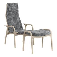 Lamino Fåtölj + Pall Ek Vitpigmenterad - Scandinavian Grey Fårskinn